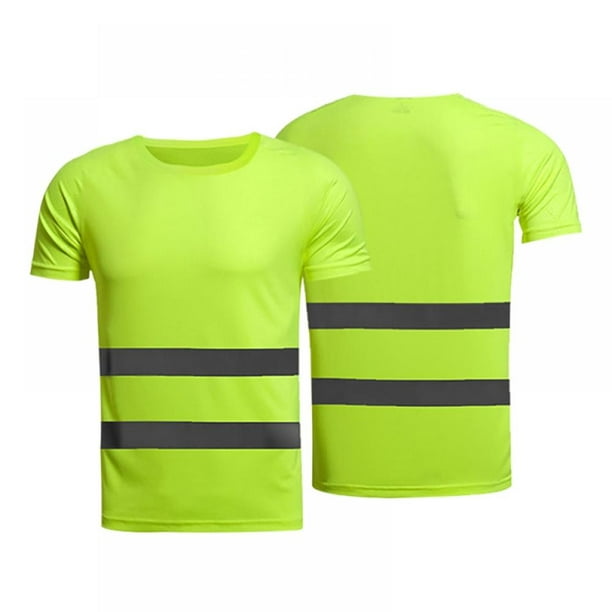 Hi Vis T-Shirt Reflective Safety Lime Work Top Short Sleeve Security Tape Summer